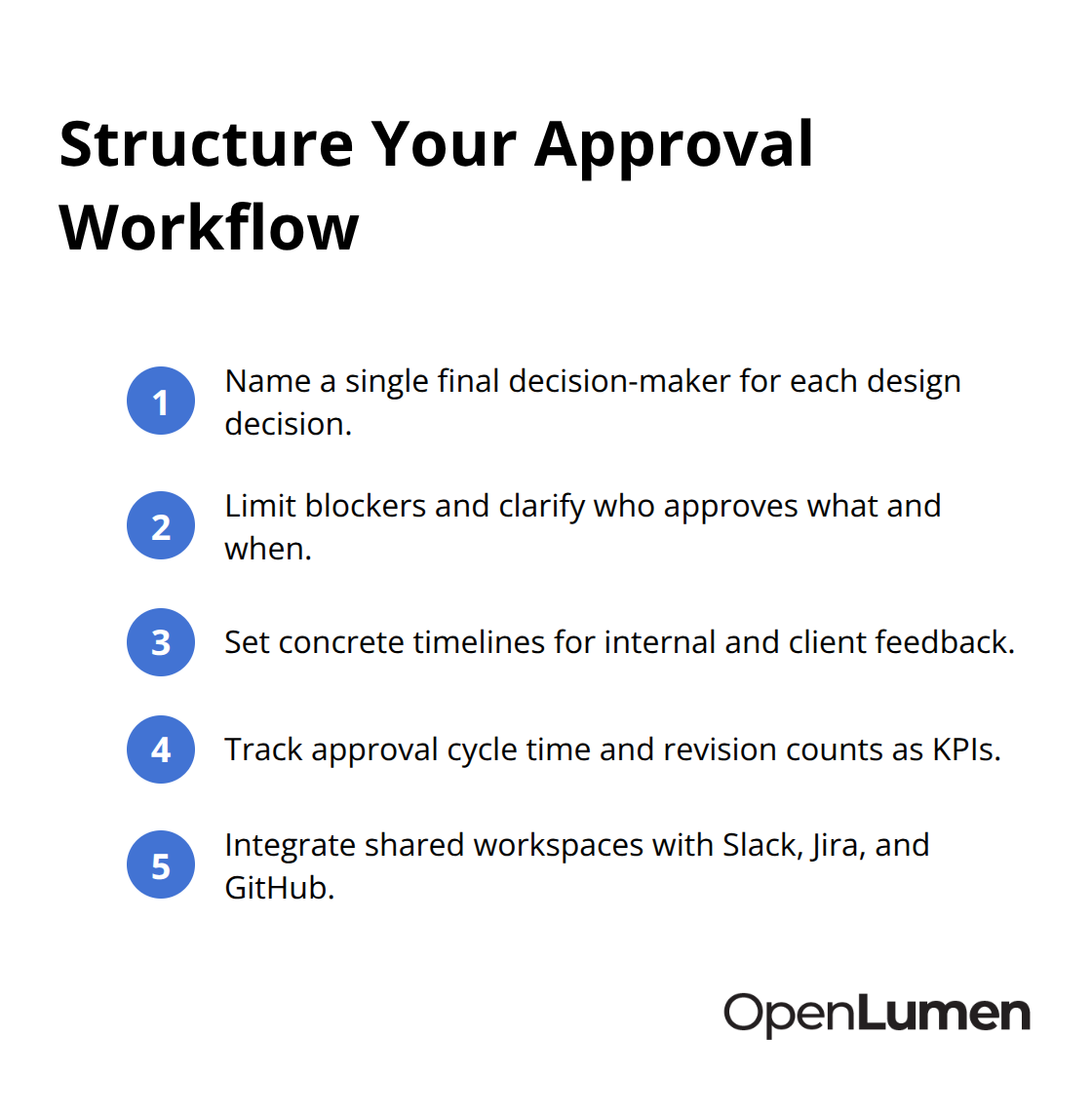 Compact list of steps to build a clear, fast approval process - Collaborative design workflows