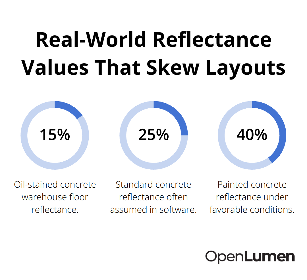 Key surface reflectance percentages that impact photometric predictions.