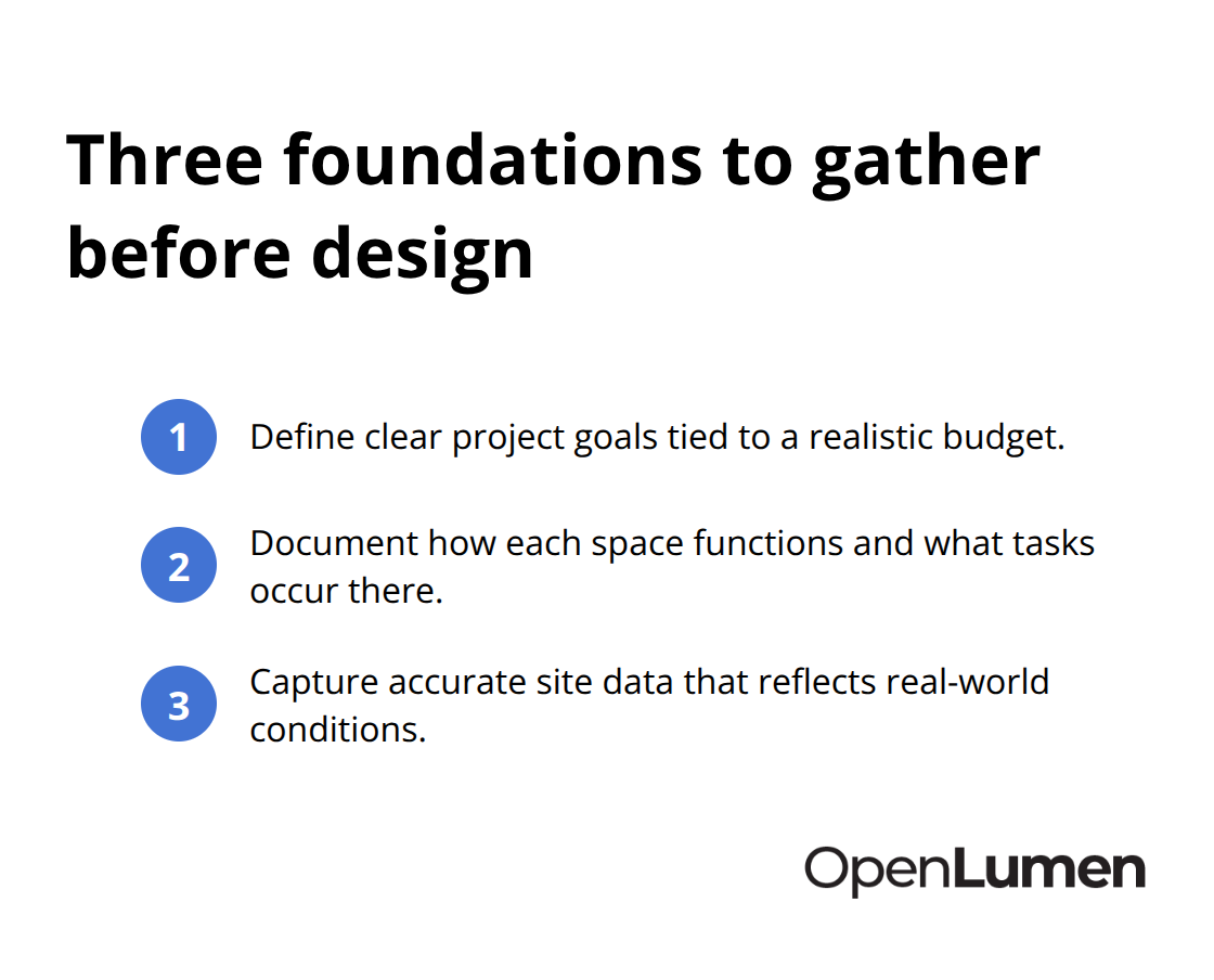 Three foundational items to collect before starting any lighting design work