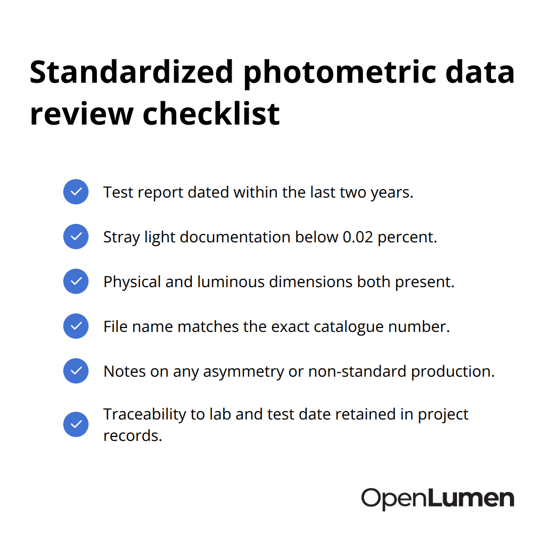 Checklist of essential verifications for reliable photometric files