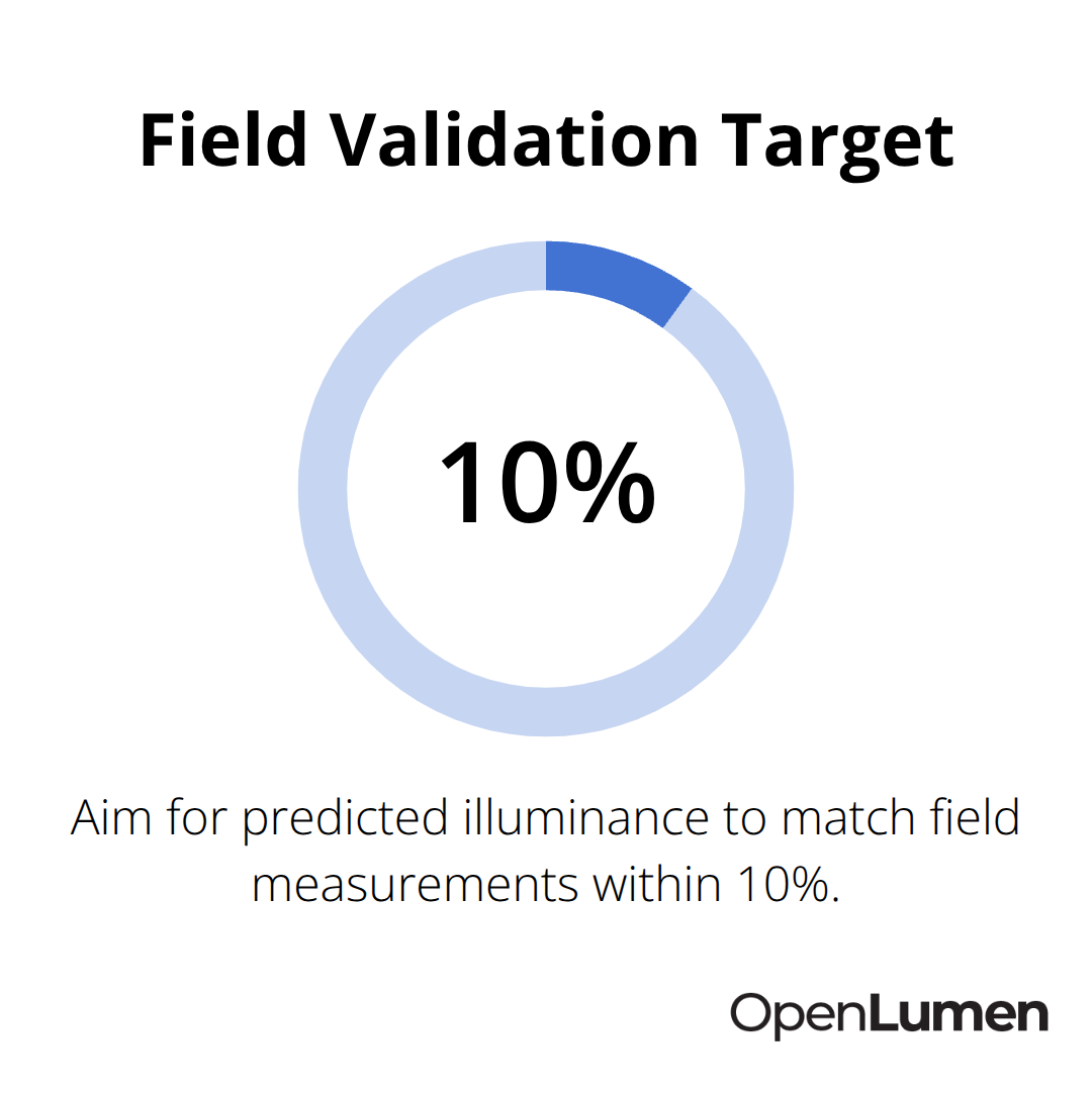 Percentage callout highlighting the 10% accuracy threshold between predicted and measured illuminance.