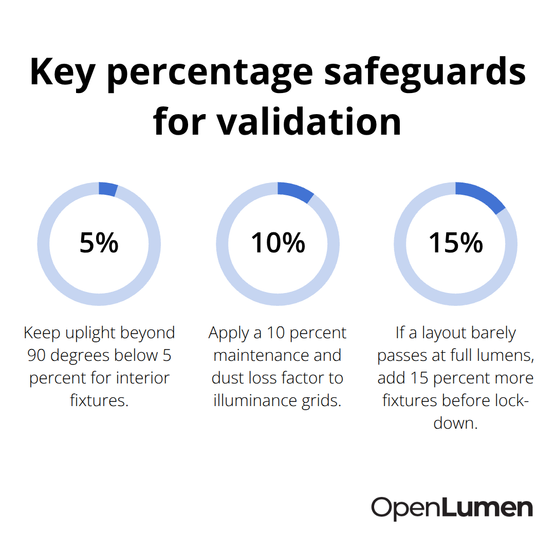 Three percentage-based checks to stabilize lighting designs - photometric data validation