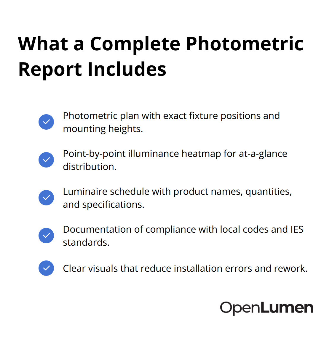 Checklist of core elements found in professional photometric reports. - photometric layout best practices