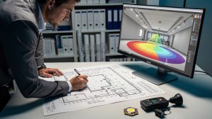 Photometric Layout Design: Crafting Verified Plans with Confidence