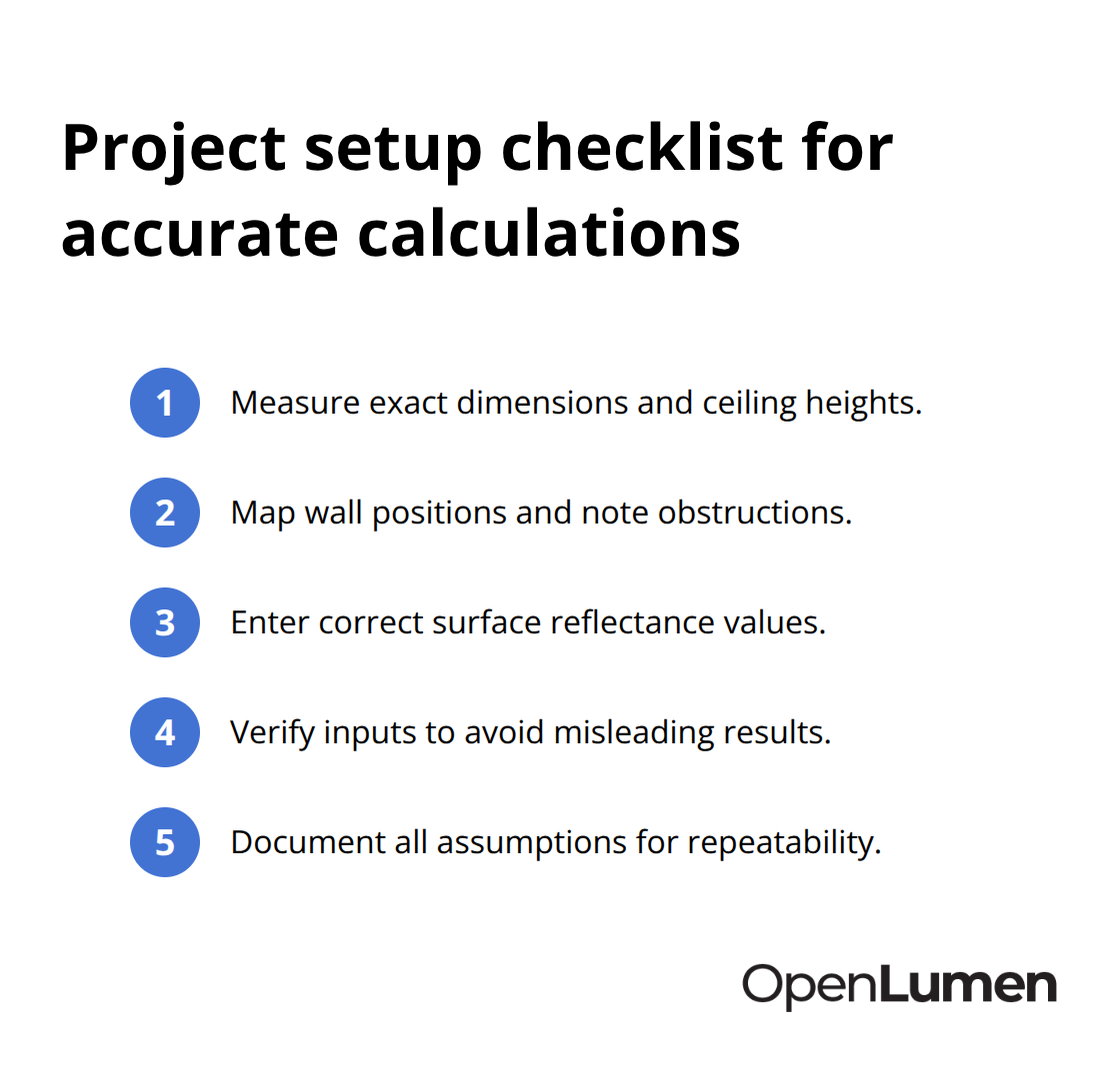 Compact checklist of steps to ensure accurate photometric calculations.