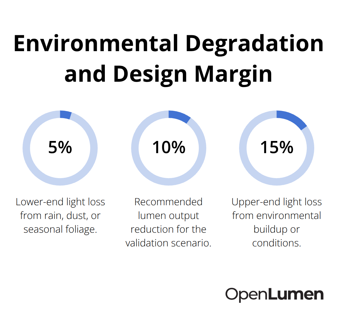 Percentage impacts from weather and a recommended design check for compliance - real time photometry checks