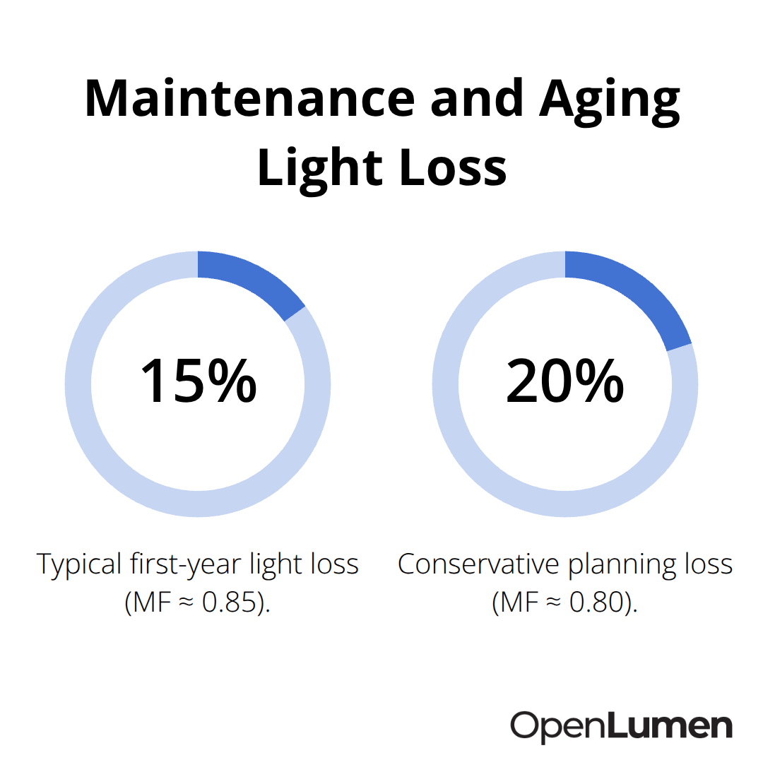Expected illuminance reduction from maintenance factor over the first year. - site lighting calculations